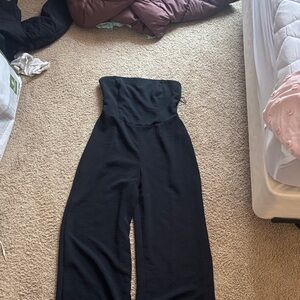 Abercrombie & Fitch Black Strapless Wide-Leg Jumpsuit